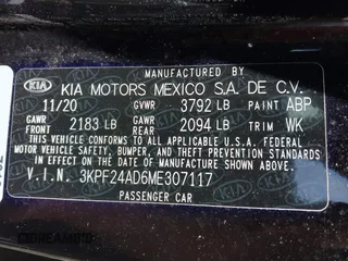 2021 Kia Forte LXS with VIN 3KPF24AD6ME307117, listed as a IAAI auction lot 42204377 with 52,364 mi miles and . Bid and sale history available at DreamBid. Image 9.