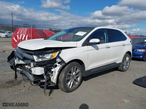 2015 Ford Edge Titanium with VIN 2FMPK4K99FBB70338, listed as a IAAI auction lot 41690665 with 34,958 mi miles. Bid and sale history available at carsss.com. Image 2.