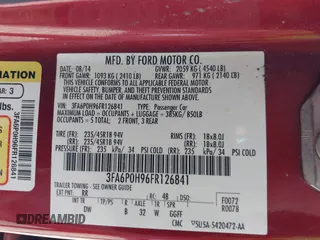 2015 Ford Fusion SE with VIN 3FA6P0H96FR126841, listed as a IAAI auction lot 41979707 with 134,228 mi miles. Bid and sale history available at carsss.com. Image 9.