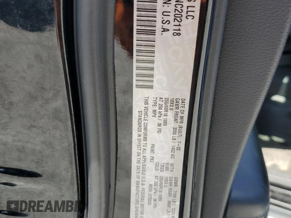 2022 Dodge Durango Pursuit with VIN 1C4SDJFT9NC202118, listed as a Copart auction lot 57914655 with 70,882 mi miles and Salvage title. Bid and sale history available at DreamBid. Image 14.