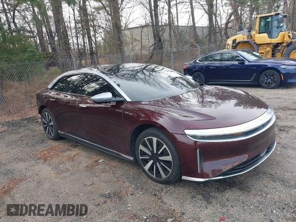 2022 Lucid Air Grand Touring with VIN 50EA1GBA8NA004892, listed as a IAAI auction lot 41553074 with 36,111 mi miles. Bid and sale history available at carsss.com. Image 1.