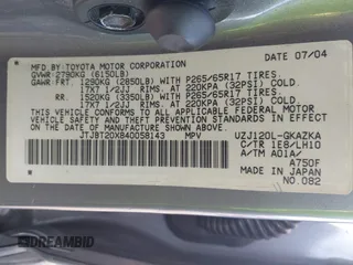2004 Lexus GX 470 with VIN JTJBT20X840058143, listed as a IAAI auction lot 42098205 with 257,164 mi miles and . Bid and sale history available at DreamBid. Image 9.