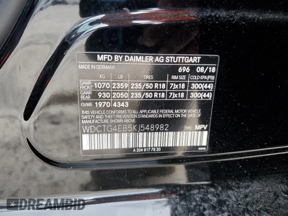 2019 Mercedes-Benz GLA 250 z VIN WDCTG4EB5KJ548982, wystawiony jako Copart lot #55470805 z przebiegiem 67 665 mil mil oraz Szkoda całkowita • Salvage title. Historia ofert i sprzedaży dostępna na DreamBid. Obrazek 12.