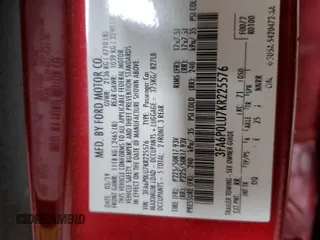 2019 Ford Fusion Hybrid SE with VIN 3FA6P0LU7KR225576, listed as a Copart auction lot 46227675 with 123,478 mi miles and Salvage Title. Bid and sale history available at carsss.com. Image 12.