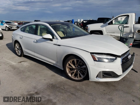 2023 Audi A5 Sportback Premium Plus with VIN WAUCBCF56PA050964, listed as a Copart auction lot 74617653 with 3,495 mi miles. Bid and sale history available at carsss.com. Image 4.