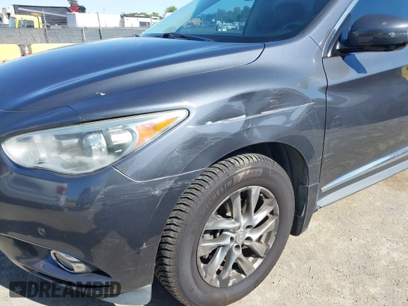 2013 Infiniti JX35 with VIN 5N1AL0MM3DC313827, listed as a IAAI auction lot 42185244 with 127,814 mi miles. Bid and sale history available at carsss.com. Image 6.