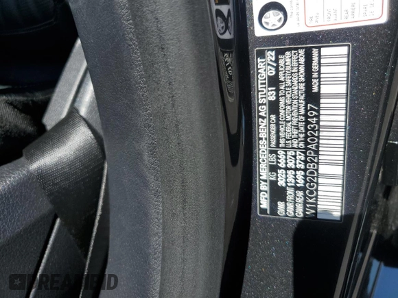 2023 Mercedes-Benz EQS with VIN W1KCG2DB2PA023497, listed as a Copart auction lot 61127224 with 0 mi miles and Salvage Title. Bid and sale history available at carsss.com. Image 12.