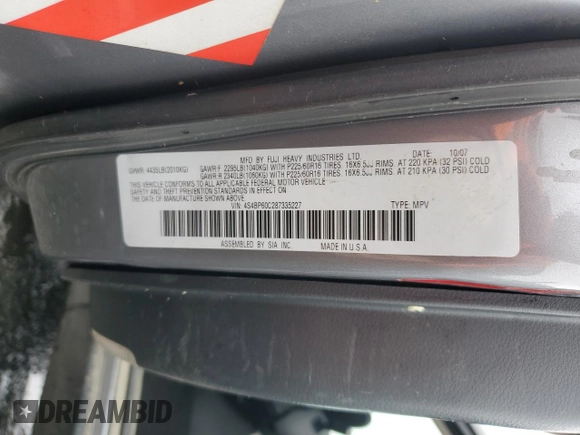2008 Subaru Outback z VIN 4S4BP60C287335227, wystawiony jako Copart lot #49843565 z przebiegiem 192 901 mil mil oraz Szkoda całkowita • Salvage title. Historia ofert i sprzedaży dostępna na DreamBid. Obrazek 14.