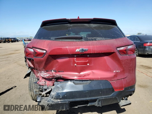 2019 Chevrolet Blazer RS with VIN 3GNKBJRS0KS690462, listed as a Copart auction lot 55129925 with 68,743 mi miles and Salvage title. Bid and sale history available at DreamBid. Image 6.