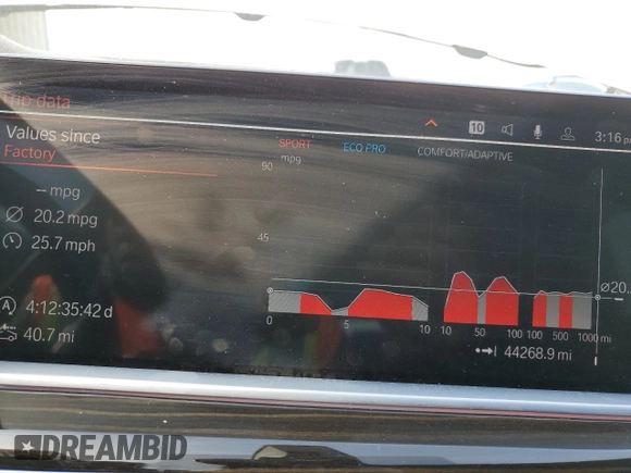 2023 BMW X5 xDrive40i with VIN 5UXCR6C04P9P97021, listed as a Copart auction lot 49247845 with 44,268 mi miles and Salvage Title. Bid and sale history available at DreamBid. Image 9.