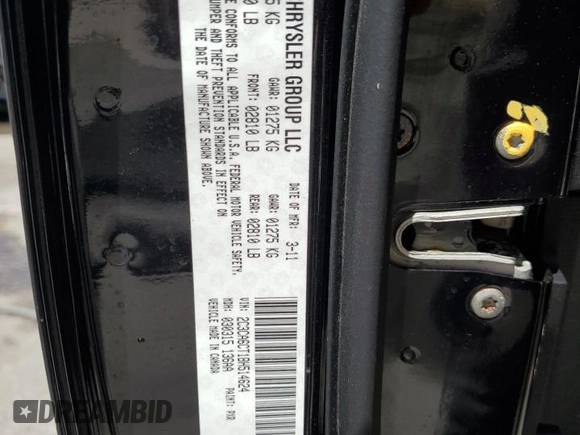 2011 Chrysler 300 C z VIN 2C3CA6CT1BH514624, wystawiony jako Copart lot #54849915 z przebiegiem 103 879 mil mil oraz Szkoda całkowita • Salvage title. Historia ofert i sprzedaży dostępna na DreamBid. Obrazek 13.