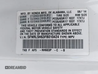 2015 Honda Odyssey EX-L z VIN 5FNRL5H63FB010424, wystawiony jako IAAI lot #42270930 z przebiegiem 72 025 mil mil oraz . Historia ofert i sprzedaży dostępna na DreamBid. Obrazek 9.