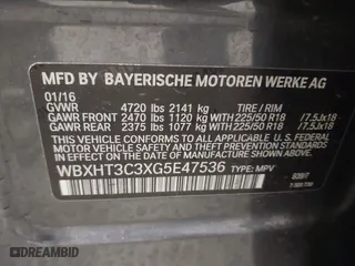 2016 BMW X1 xDrive28i with VIN WBXHT3C3XG5E47536, listed as a IAAI auction lot 41672144 with 97,932 mi miles. Bid and sale history available at carsss.com. Image 9.