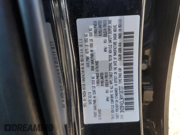 2019 Mazda 3 Preferred with VIN 3MZBPADL3KM108737, listed as a Copart auction lot 86722354 with 49,853 mi miles and Salvage Title. Bid and sale history available at DreamBid. Image 15.