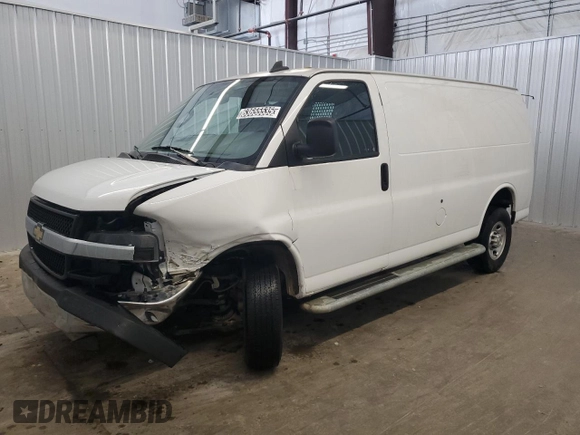 2023 Chevrolet Express Cargo with VIN 1GCWGAFP9P1126958, listed as a Copart auction lot 63655535 with 24,564 mi miles and Clean title. Bid and sale history available at DreamBid. Image 1.