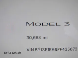 2023 Tesla Model 3 z VIN 5YJ3E1EA6PF435672, wystawiony jako IAAI lot #42375203 z przebiegiem 30 688 mil mil oraz . Historia ofert i sprzedaży dostępna na DreamBid. Obrazek 16.