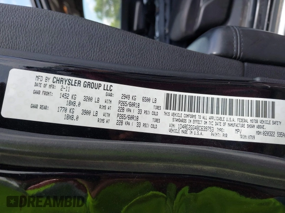 2011 Dodge Durango Express с VIN 1D4RE2GG4BC639753, выставлен на аукционе IAAI как лот 42611894 с пробегом 190 587 миль миль и . История ставок и продаж доступна на DreamBid. Изображение 9.