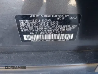 2022 Subaru WRX z VIN JF1VBAB65N8018712, wystawiony jako IAAI lot #41226618 z przebiegiem 24 309 mil mil oraz . Historia ofert i sprzedaży dostępna na DreamBid. Obrazek 9.