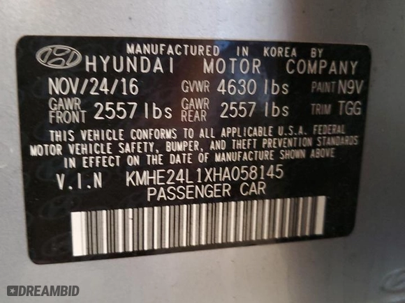 2017 Hyundai Sonata Hybrid SE with VIN KMHE24L1XHA058145, listed as a Copart auction lot 52203025 with 171,371 mi miles and Salvage Title. Bid and sale history available at carsss.com. Image 12.