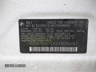 2010 BMW 3 Series 328i with VIN WBAPH5G5XANM36667, listed as a IAAI auction lot 41855724 with 90,565 mi miles and . Bid and sale history available at DreamBid. Image 9.