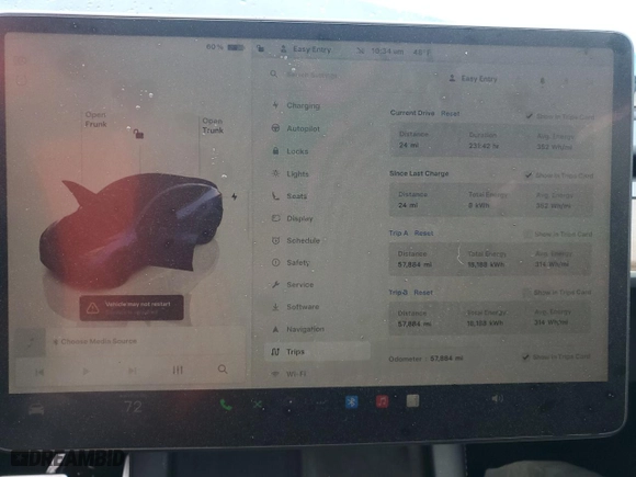 2022 Tesla Model Y Performance with VIN 7SAYGDEFXNF563796, listed as a Copart auction lot 47417875 with 57,884 mi miles and Salvage Title. Bid and sale history available at carsss.com. Image 9.