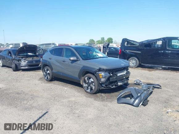 2025 Hyundai Kona Limited with VIN KM8HECA37SU190630, listed as a IAAI auction lot 41973164 with 6,850 mi miles and . Bid and sale history available at carsss.com. Image 1.