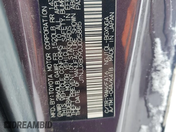 2013 Scion iQ with VIN JTNJJXB09DJ025885, listed as a Copart auction lot 45406845 with 63,679 mi miles and Salvage title. Bid and sale history available at DreamBid. Image 12.