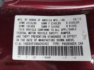 2013 Honda Accord LX z VIN 1HGCR2F39DA283452, wystawiony jako IAAI lot #41600248 z przebiegiem 363 551 mil mil oraz . Historia ofert i sprzedaży dostępna na DreamBid. Obrazek 9.