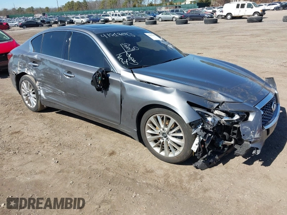 2021 Infiniti Q50 Luxe with VIN JN1EV7BR5MM751785, listed as a IAAI auction lot 41817093 with 48,331 mi miles and . Bid and sale history available at DreamBid. Image 1.