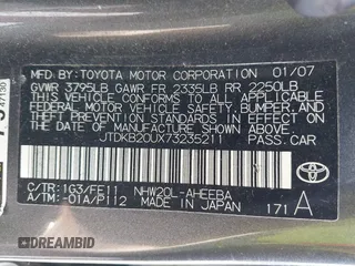 2007 Toyota Prius with VIN JTDKB20UX73235211, listed as a IAAI auction lot 42544848 with 181,251 mi miles and . Bid and sale history available at DreamBid. Image 9.