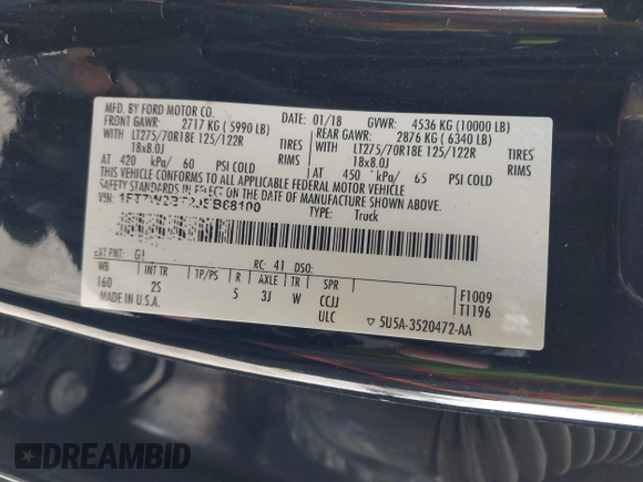 2018 Ford F-250 XL z VIN 1FT7W2BT2JEB68100, wystawiony jako IAAI lot #41974819 z przebiegiem 172 561 mil mil oraz . Historia ofert i sprzedaży dostępna na DreamBid. Obrazek 9.