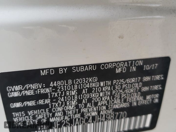 2018 Subaru Forester Premium with VIN JF2SJAGC4JH498770, listed as a Copart auction lot 64711292 with 109,326 mi miles. Bid and sale history available at carsss.com. Image 10.