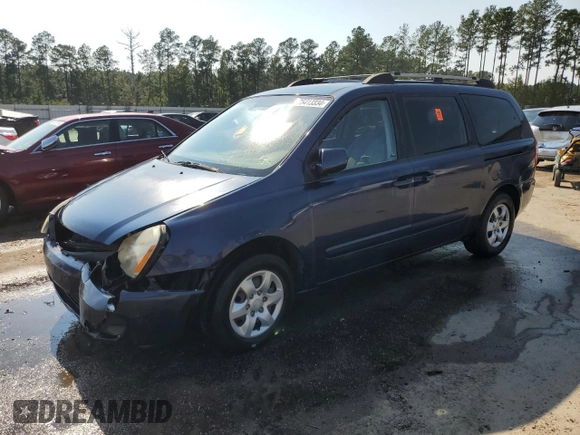 2007 Kia Sedona EX with VIN KNDMB233176180920, listed as a Copart auction lot 75413334 with Not Provided miles and Salvage Title. Bid and sale history available at carsss.com. Image 1.