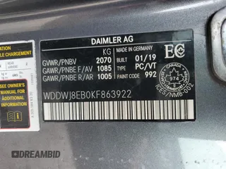 2019 Mercedes-Benz C 300 with VIN WDDWJ8EB0KF863922, listed as a Copart auction lot 49154175 with Not Provided miles and Clean Title. Bid and sale history available at DreamBid. Image 13.