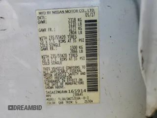 2017 Nissan Murano S with VIN 5N1AZ2MG4HN165914, listed as a Copart auction lot 49590295 with 125,084 mi miles and Salvage Title. Bid and sale history available at carsss.com. Image 13.