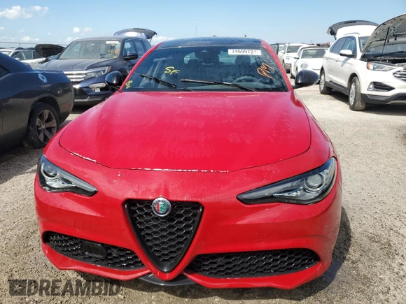 2022 Alfa Romeo Giulia Ti with VIN ZARFAMBN9N7654264, listed as a Copart auction lot 74699724 with 0 mi miles and Non Repairable. Bid and sale history available at carsss.com. Image 5.