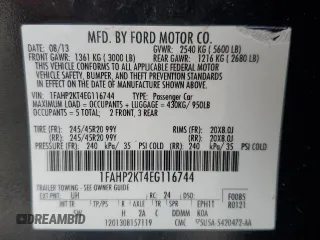 2014 Ford Taurus SHO with VIN 1FAHP2KT4EG116744, listed as a Copart auction lot 44947915 with 138,757 mi miles and Clean Title. Bid and sale history available at carsss.com. Image 12.