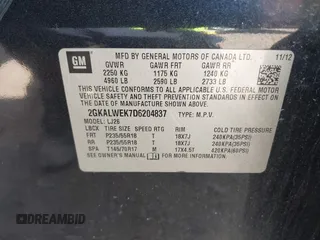 2013 GMC Terrain SLT с VIN 2GKALWEK7D6204837, выставлен на аукционе IAAI как лот 42530253 с пробегом 270 527 миль миль и . История ставок и продаж доступна на DreamBid. Изображение 9.