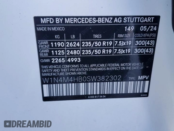2025 Mercedes-Benz GLB 250 z VIN W1N4M4HB0SW382302, wystawiony jako Copart lot #89218035 z przebiegiem Nie podano mil oraz Szkoda całkowita • Salvage title. Historia ofert i sprzedaży dostępna na DreamBid. Obrazek 13.
