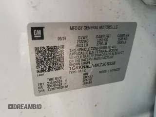 2019 GMC Acadia SLE with VIN 1GKKNSLA4KZ266358, listed as a Copart auction lot 72907504 with Not Provided miles and Salvage Title. Bid and sale history available at DreamBid. Image 14.