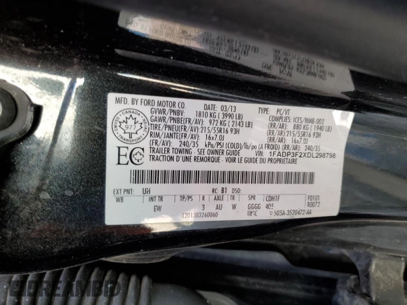 2013 Ford Focus SE with VIN 1FADP3F2XDL298798, listed as a Copart auction lot 49916695 with 194,853 mi miles and Salvage Title. Bid and sale history available at carsss.com. Image 12.