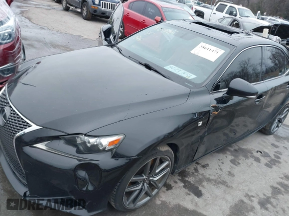 2014 Lexus IS 350 with VIN JTHBE1D26E5011864, listed as a IAAI auction lot 38611471 with 7,677 mi miles. Bid and sale history available at carsss.com. Image 6.