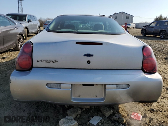 2001 Chevrolet Monte Carlo LS z VIN 2G1WW12E919160501, wystawiony jako Copart lot #48454775 z przebiegiem 107 561 mil mil oraz Tytuł czysty. Historia ofert i sprzedaży dostępna na DreamBid. Obrazek 6.