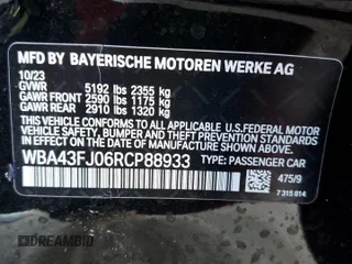 2024 BMW 5 Series 530i with VIN WBA43FJ06RCP88933, listed as a Copart auction lot 77122854 with 10,914 mi miles and Salvage Title. Bid and sale history available at carsss.com. Image 14.
