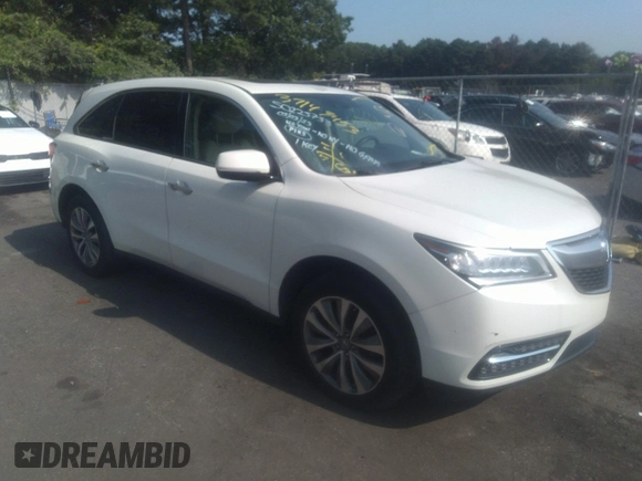 2015 Acura MDX Technology with VIN 5FRYD4H45FB005838, listed as a IAAI auction lot 37143453 with 100,034 mi miles and . Bid and sale history available at DreamBid. Image 1.