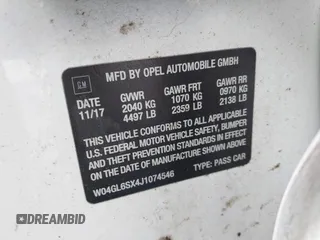 2018 Buick Regal Preferred with VIN W04GL6SX4J1074546, listed as a IAAI auction lot 41623194 with 30,757 mi miles and . Bid and sale history available at DreamBid. Image 9.