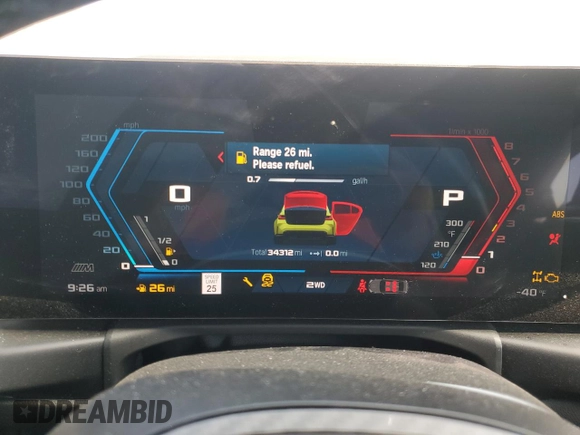 2023 BMW M3 Competition xDrive with VIN WBS43AY01PFN30318, listed as a Copart auction lot 58047995 with 34,312 mi miles and Salvage title. Bid and sale history available at DreamBid. Image 9.