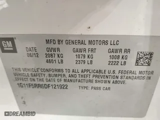 2013 Chevrolet Malibu ECO with VIN 1G11F5RR6DF121922, listed as a IAAI auction lot 41814235 with 93,281 mi miles. Bid and sale history available at carsss.com. Image 9.
