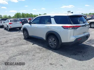 2023 Nissan Pathfinder S with VIN 5N1DR3AA0PC265134, listed as a IAAI auction lot 42006646 with 46,943 mi miles and . Bid and sale history available at DreamBid. Image 3.