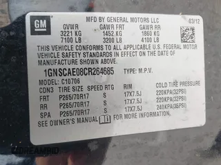 2012 Chevrolet Tahoe LS с VIN 1GNSCAE08CR264685, выставлен на аукционе IAAI как лот 42357932 с пробегом 188 923 миль миль и . История ставок и продаж доступна на DreamBid. Изображение 9.
